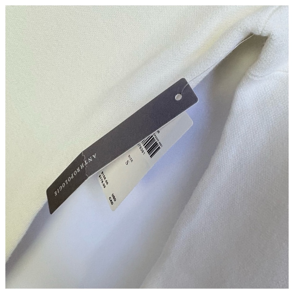 NWT Anthropologie Fluted-Sleeve Elegant Soft Knit Sweater Midi Dress in Ivory, S - Picture 7 of 16